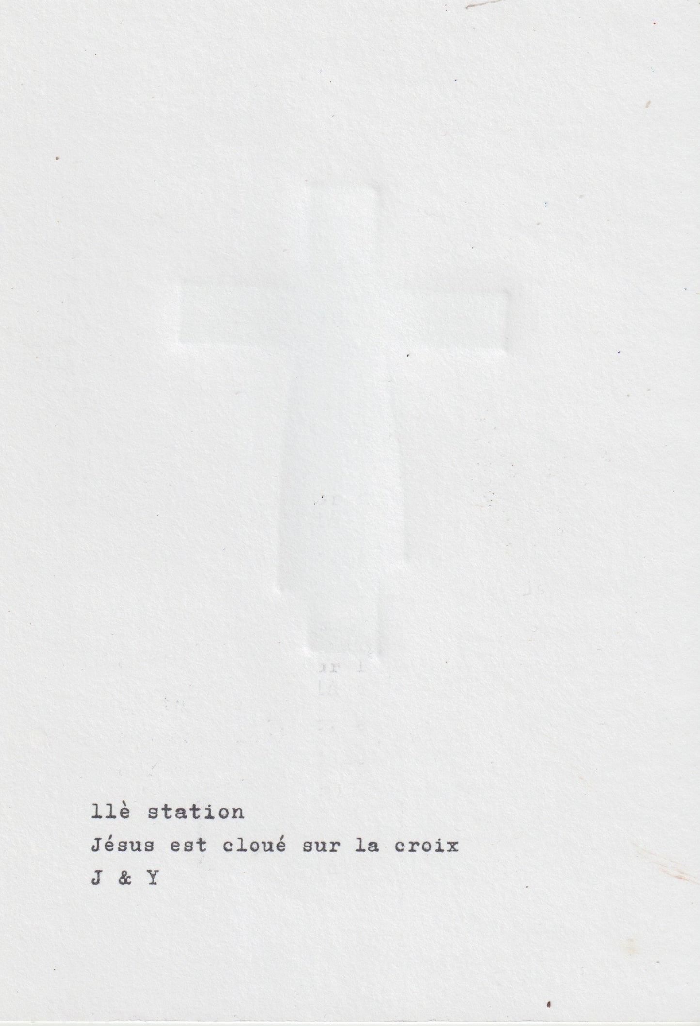 Verso de la linogravure représentant la 11è station du chemin de croix