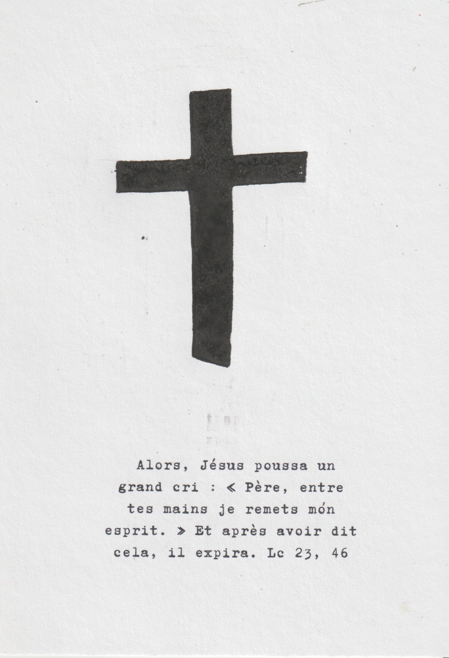 Linogravure représentant la 12è station du chemin de croix, Jésus meurt sur la croix