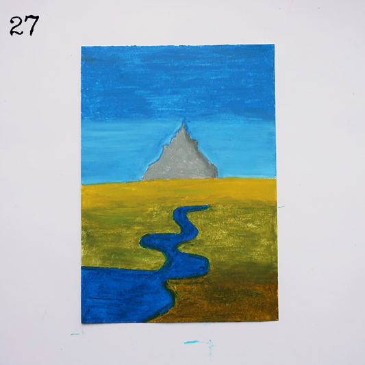 An oil pastel painting of the mont St Michel