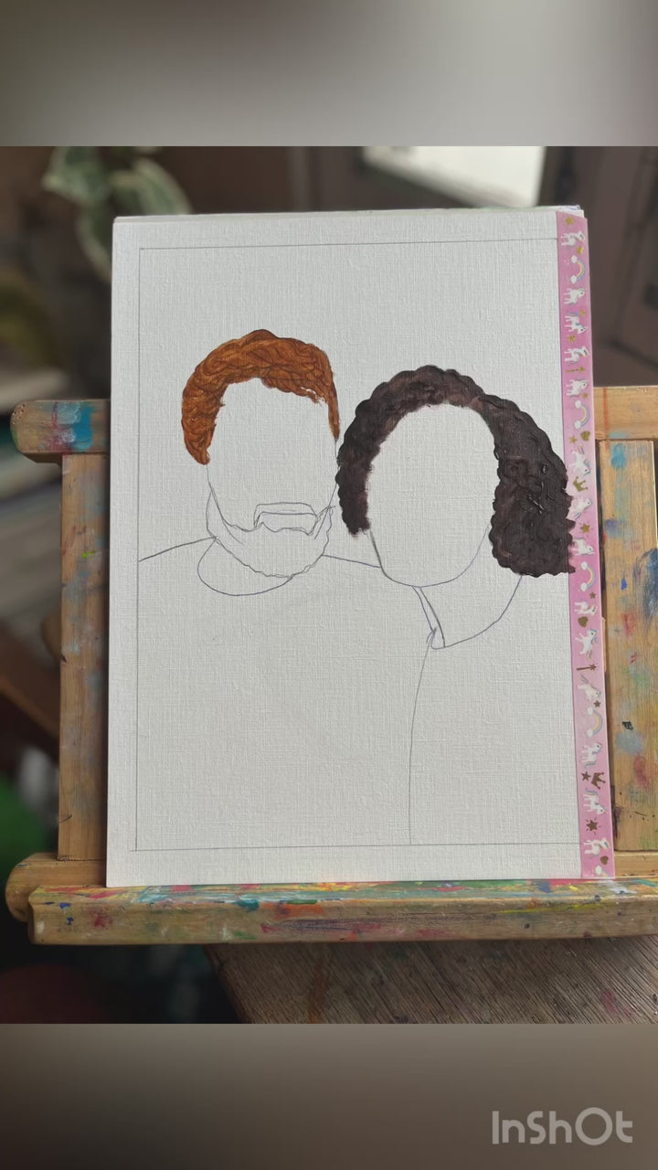 A process video of a couples portrait commission