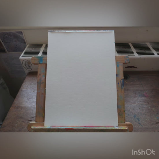 A step-by-step video of an oil painting of the pink panther painting on a pink canvas on a white canvas against a pink background on a white wall